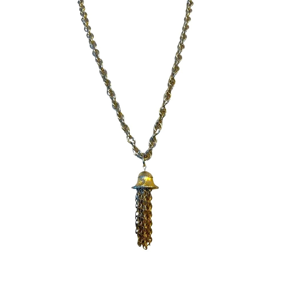 Vintage Tassel Necklace Gold Tone 16” Long